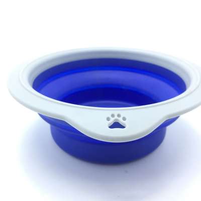 folding silicone puppy dog feeder water food solid color pet cat dog bowl